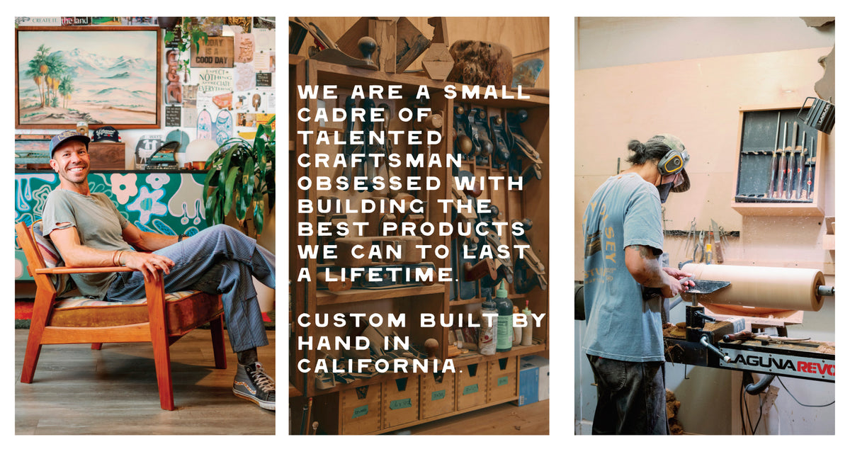 Sean Woolsey and his craftsmen at work in the Sean Woolsey Studio furniture workshop in California