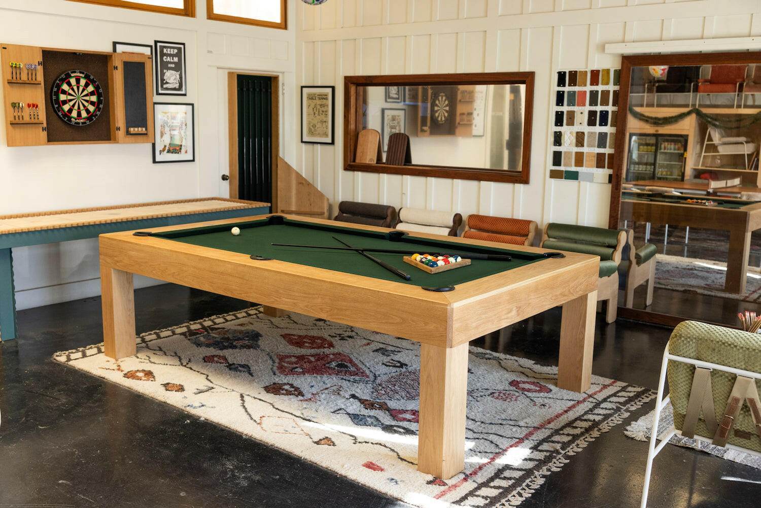 8' Essence Pool Table in Walnut or Oak - Sean Woolsey Studio