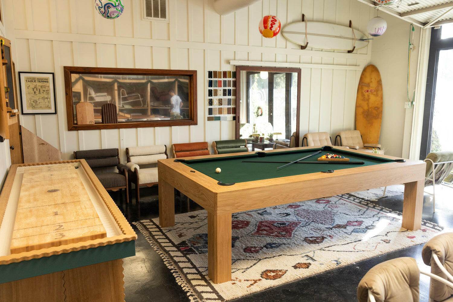 8' Essence Pool Table in Walnut or Oak - Sean Woolsey Studio