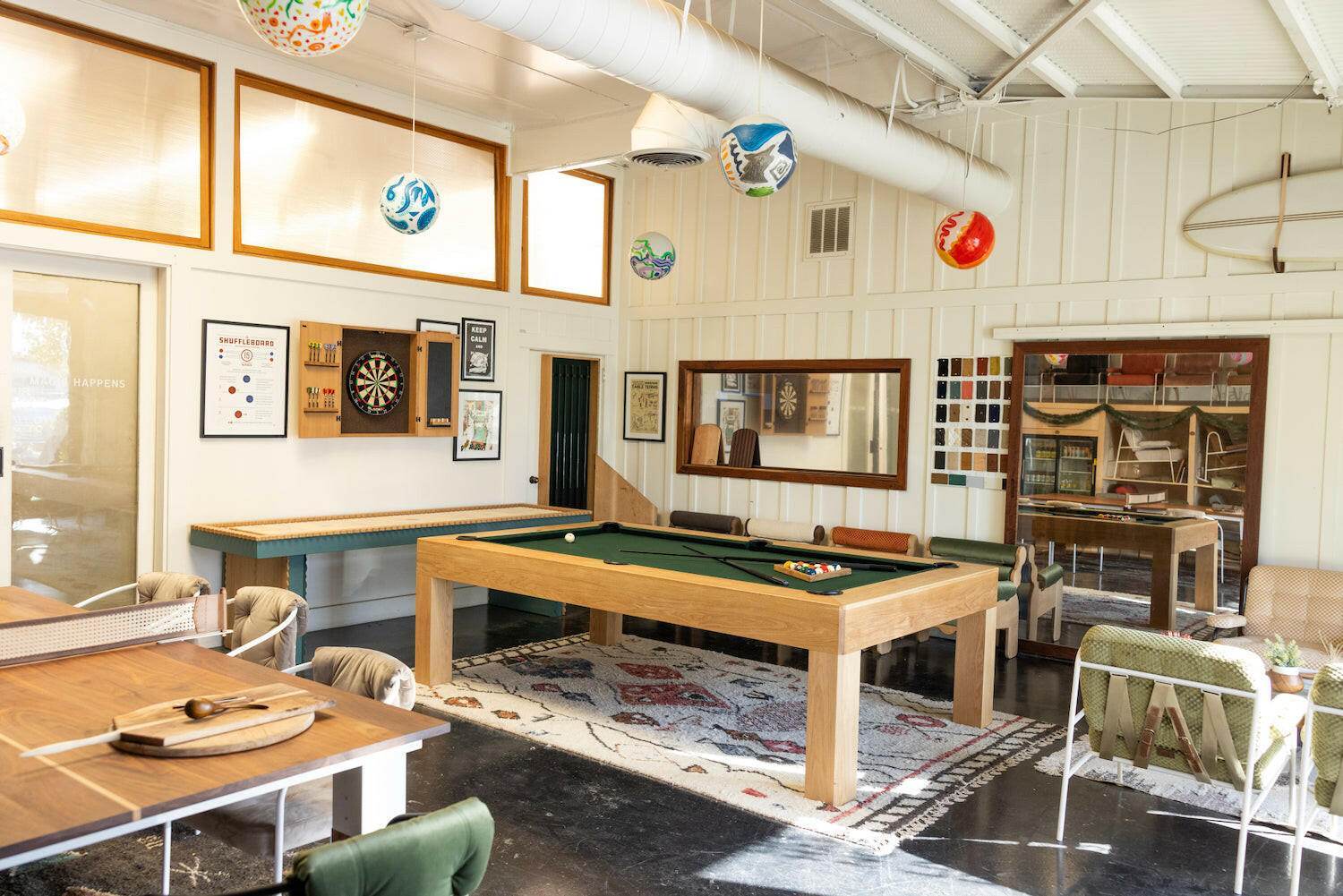 8' Essence Pool Table in Walnut or Oak - Sean Woolsey Studio