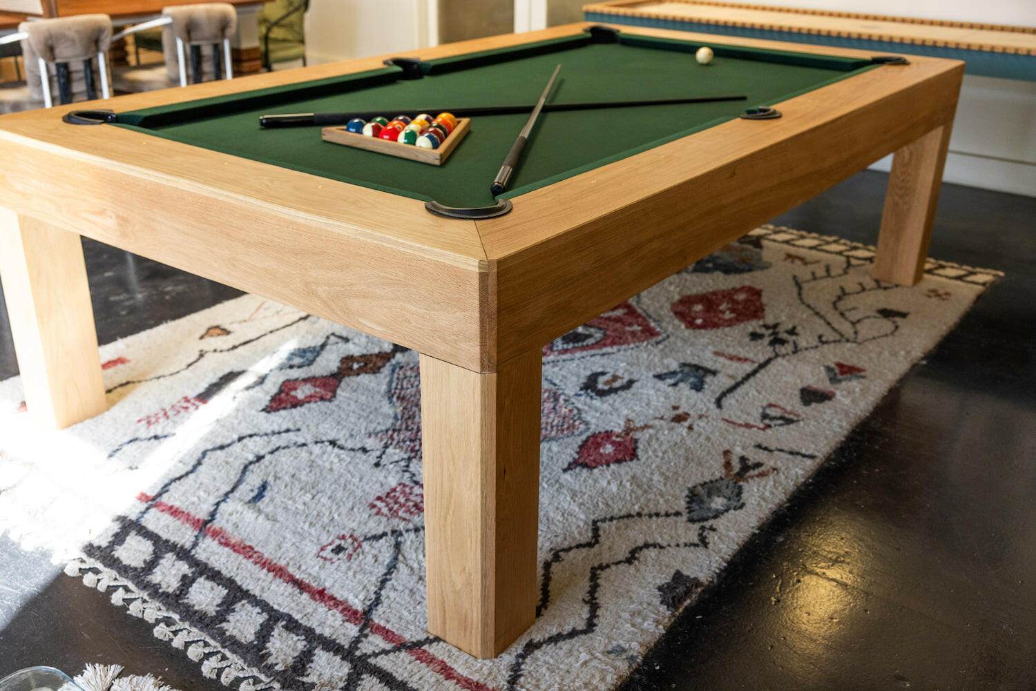 8' Essence Pool Table in Walnut or Oak - Sean Woolsey Studio