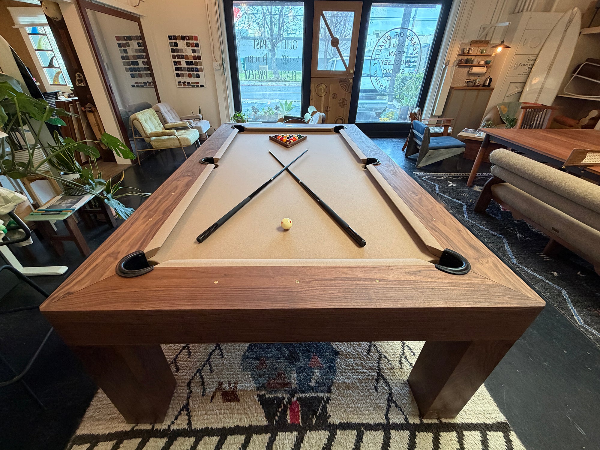 8' Essence Pool Table in Walnut + Camel Felt