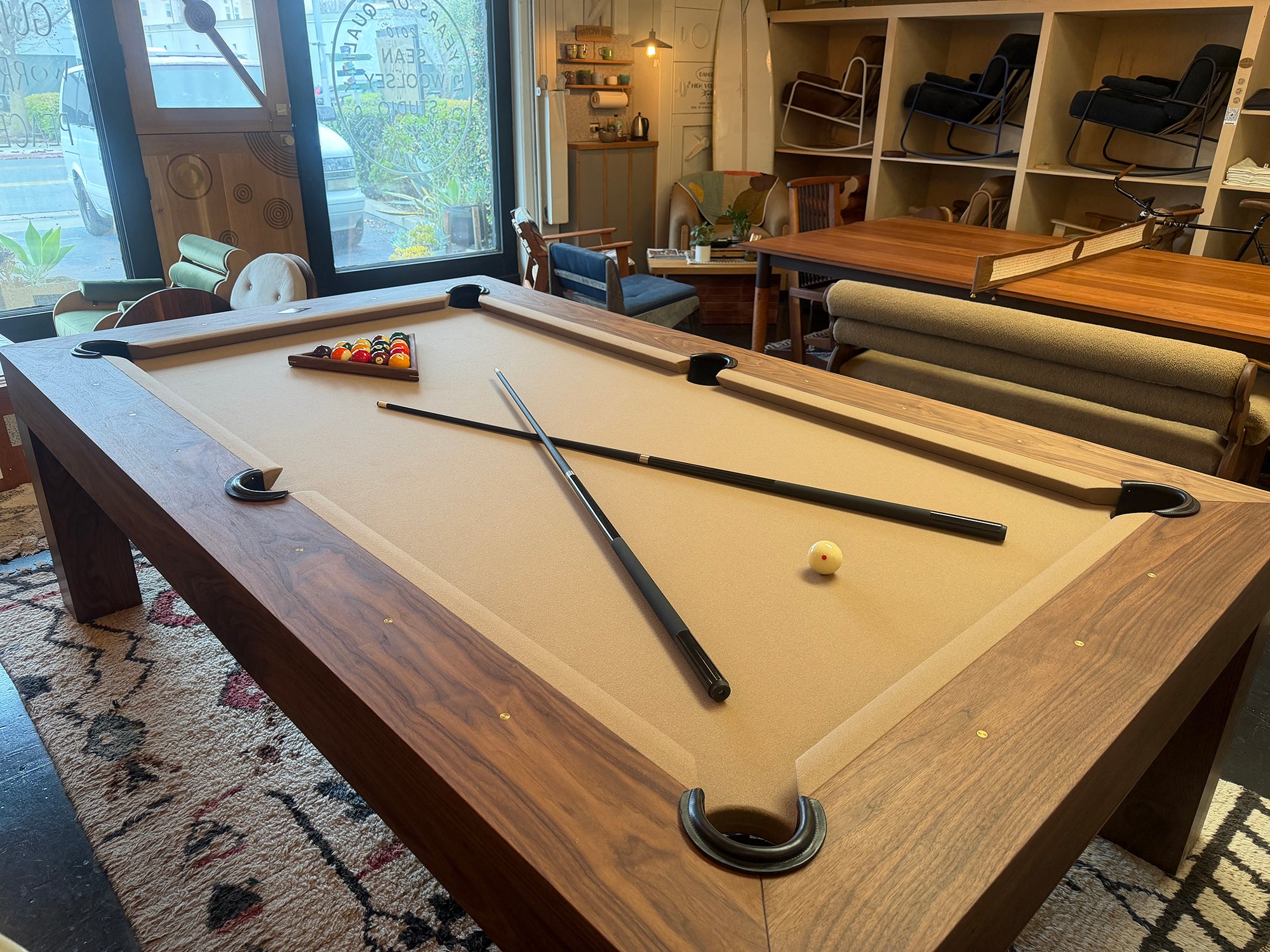 8' Essence Pool Table in Walnut + Camel Felt