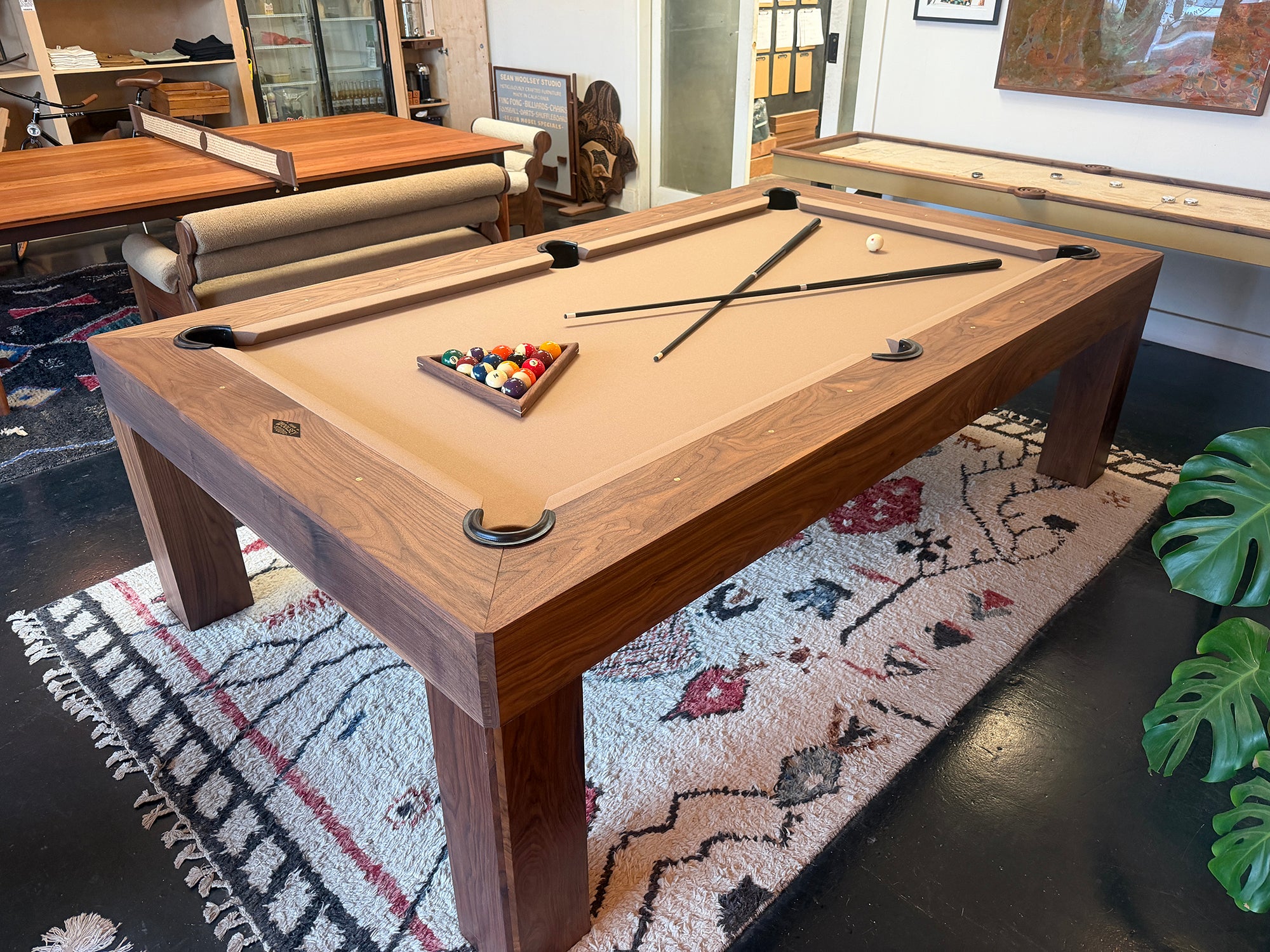 8' Essence Pool Table in Walnut + Camel Felt