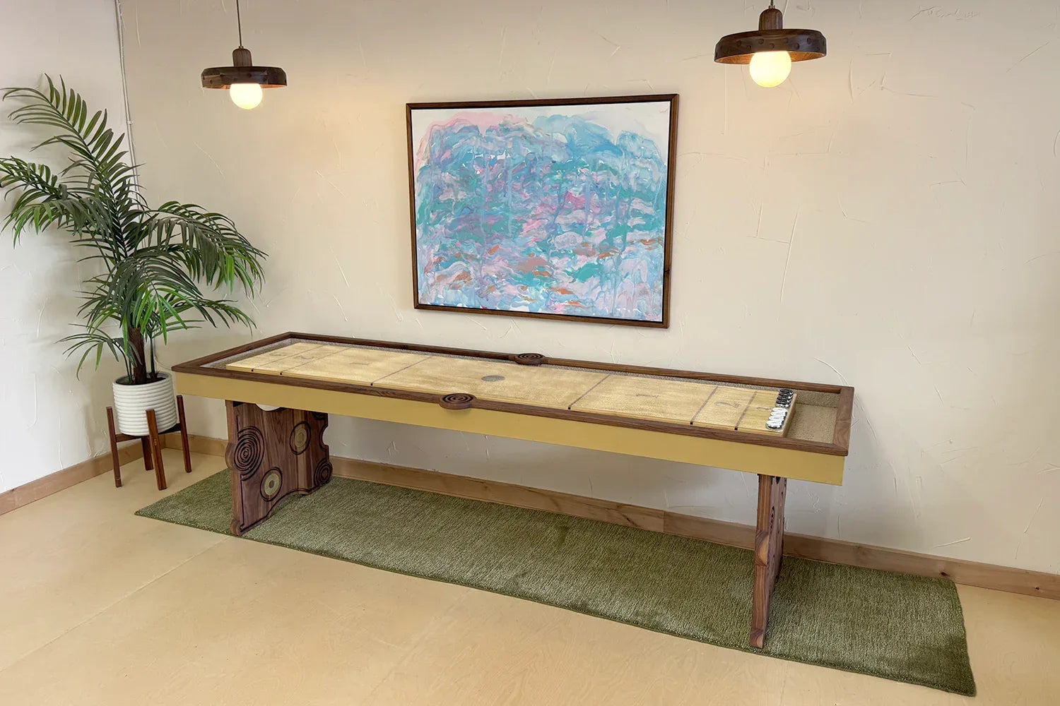 Walnut Funsickle Shuffleboard Table-ON SALE - Sean Woolsey Studio