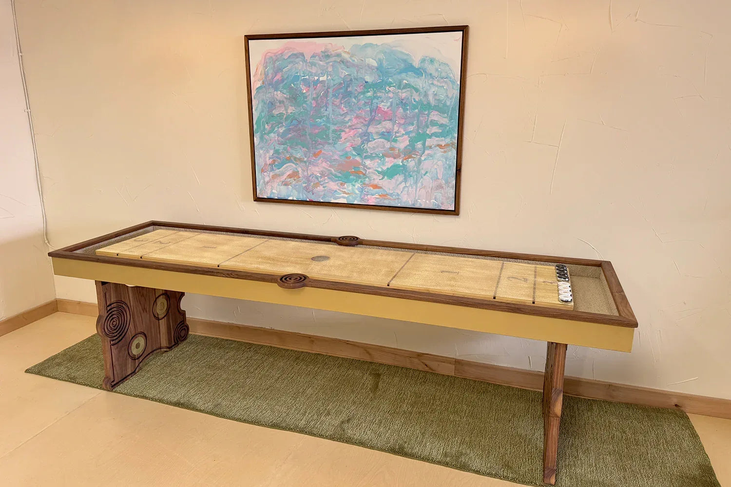 Walnut Funsickle Shuffleboard Table-ON SALE - Sean Woolsey Studio