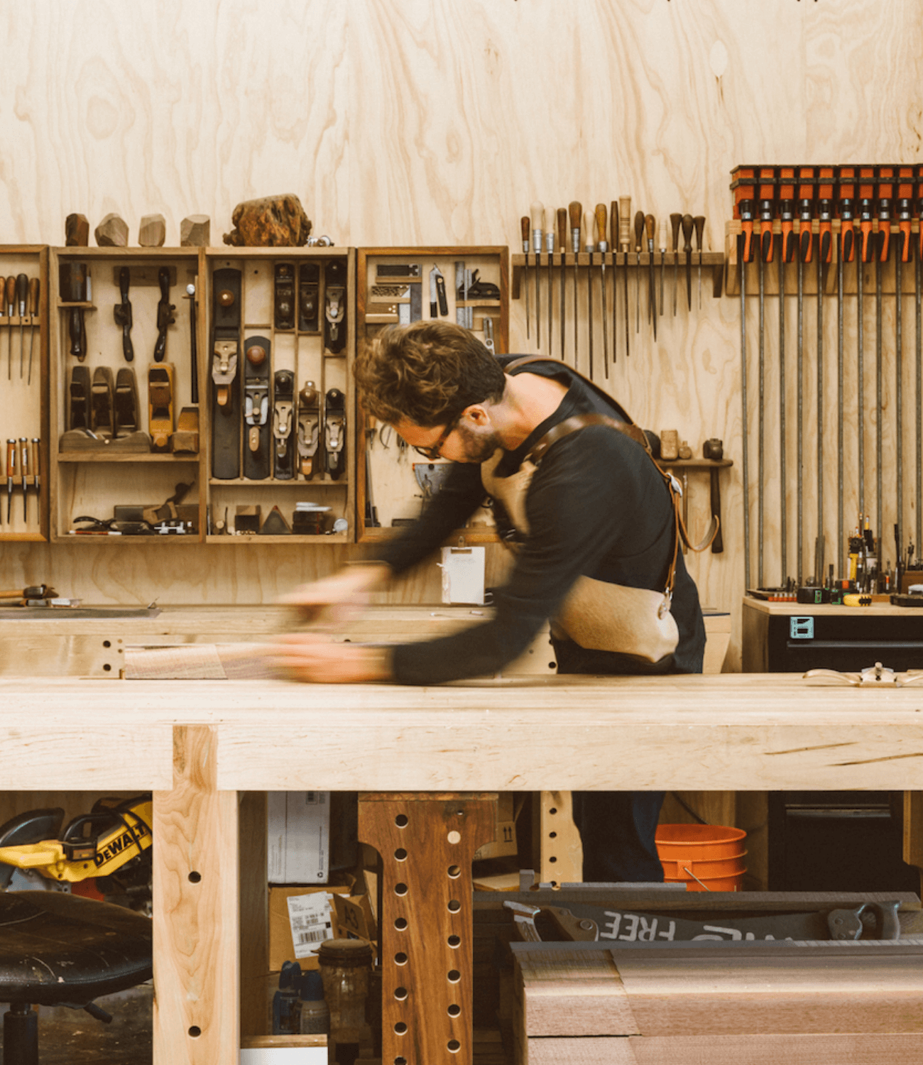 Wooden work in workshop
