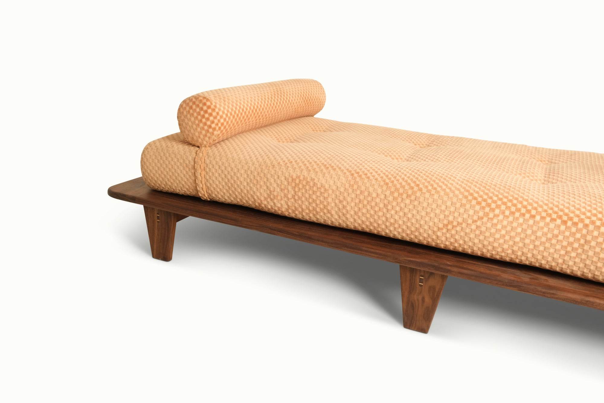 Walnut Relaxation Station Daybed - Salmon Checker - Sean Woolsey Studio