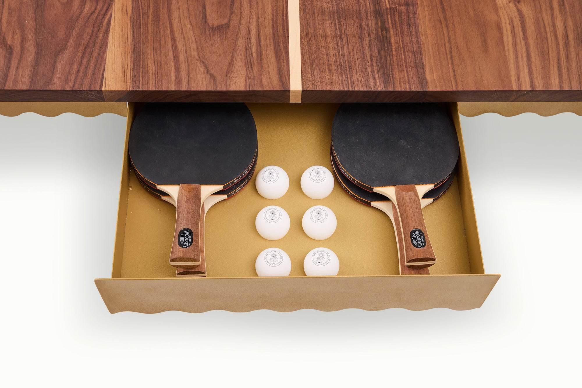 Walnut Squiggles Ping Pong Table - ON SALE - Sean Woolsey Studio