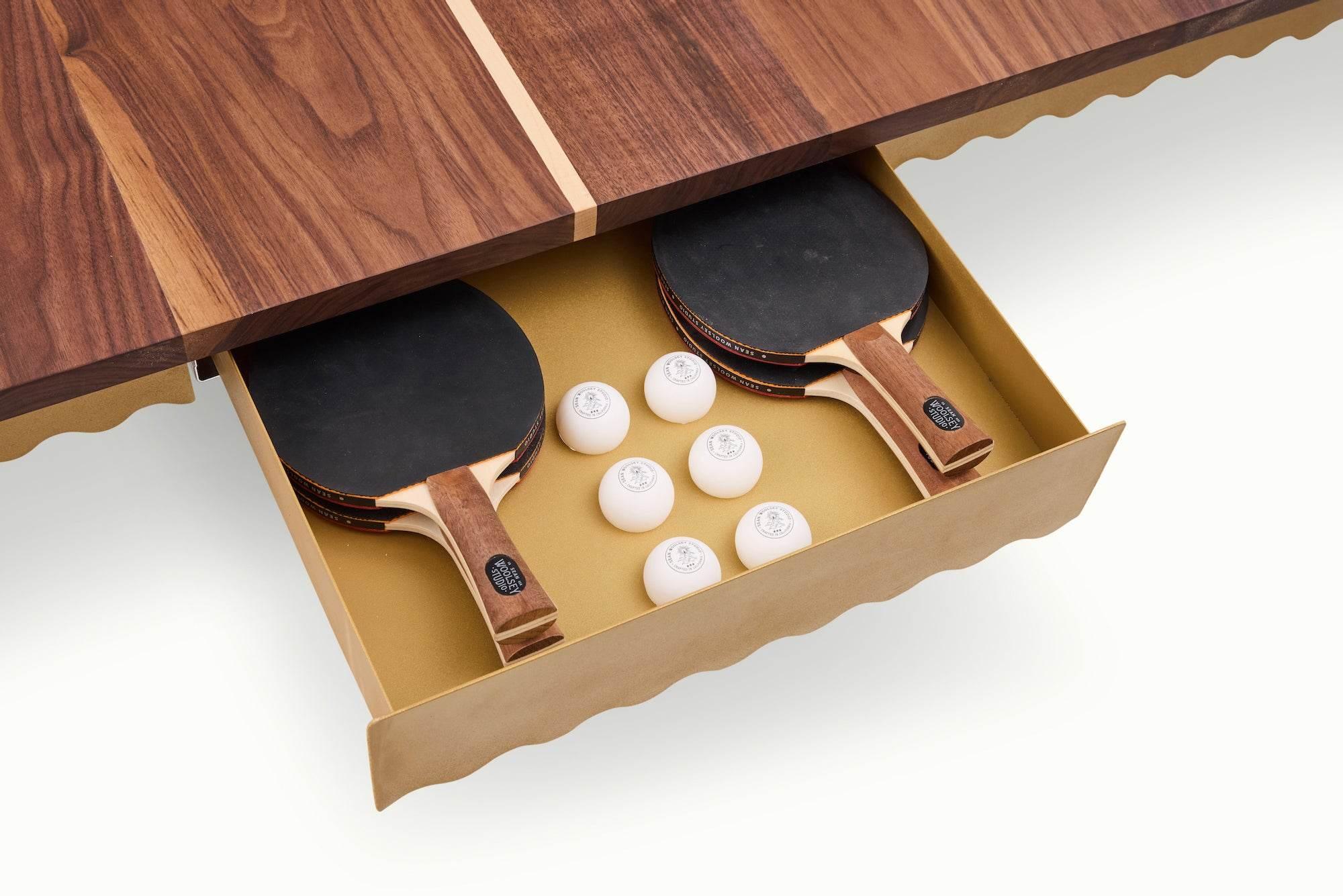 Walnut Squiggles Ping Pong Table - ON SALE - Sean Woolsey Studio