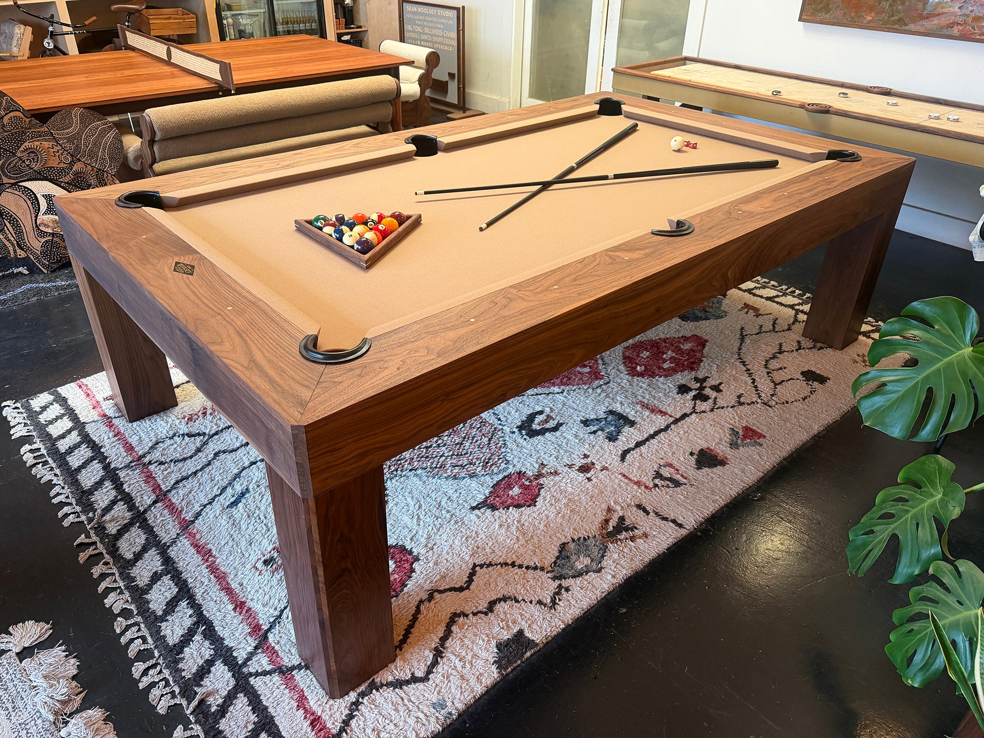 8' Essence Pool Table in Walnut + Camel Felt